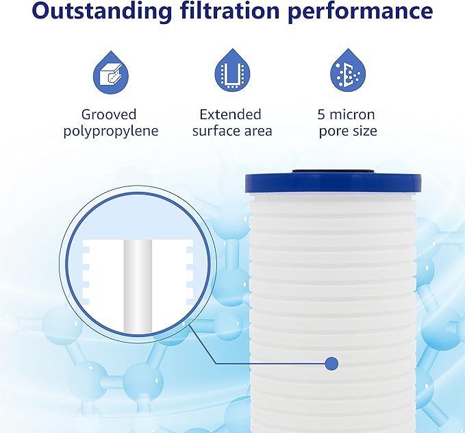 Overbest 10" x 4.5" Whole House Water Filte Replacernent for 3M®Aqua-Pure®AP810, AP811, AP801, AP801-C, AP801T, P801B, Whirlpool® WHKF-GD25BB, VWHKF-DWHBB, 5 Micron Well & Tap Water Filter, Pack of 3