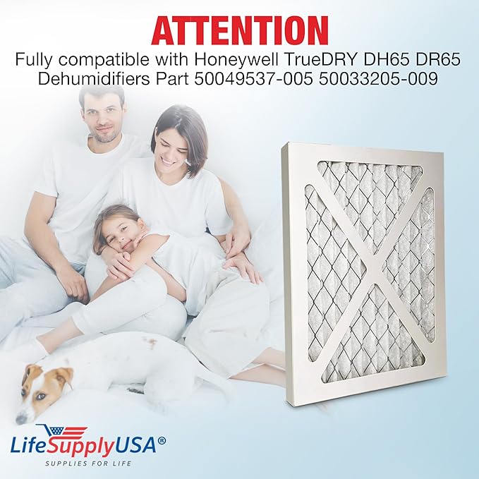 LifeSupplyUSA MERV11 Filter Replacement Compatible with Honeywell TrueDRY DH65 DR65 Dehumidifiers Part 50049537-005 50033205-009