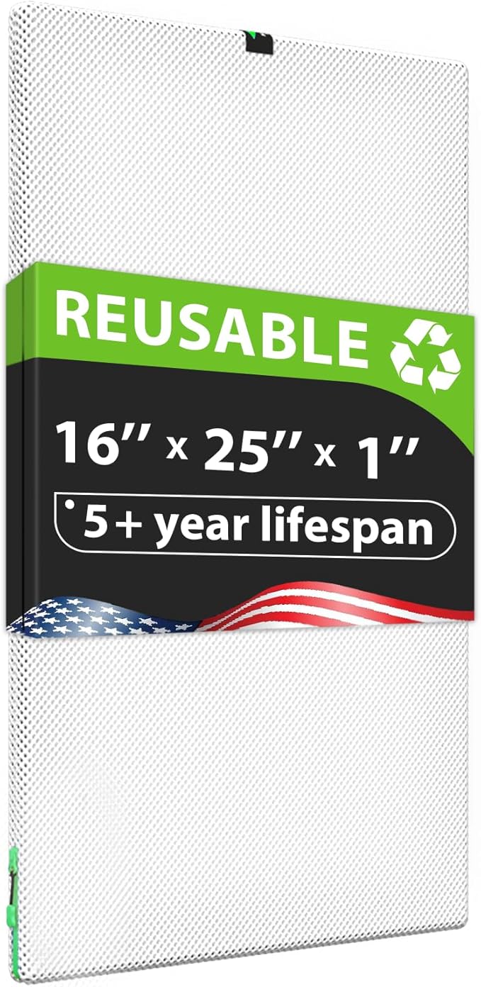 16x25x1 Air filter, Washable and Reusable Air Filter 16x25x1 for AC HVAC Furnace, MERV 8 Air Filters Machine Washable & Dryer Friendly, AC Furnace Air Filter