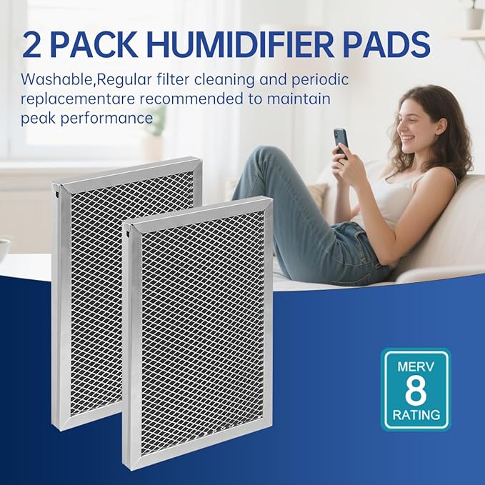 5695 Dehumidifier Filter MERV 8 Washable 8 x 11.7 x1 Compatible with Whole-House Dehumidifiers Models 1820 1820Z E070 E070KZ E070KZM E070N E070T E070Z Replacement Filter 2 Packs