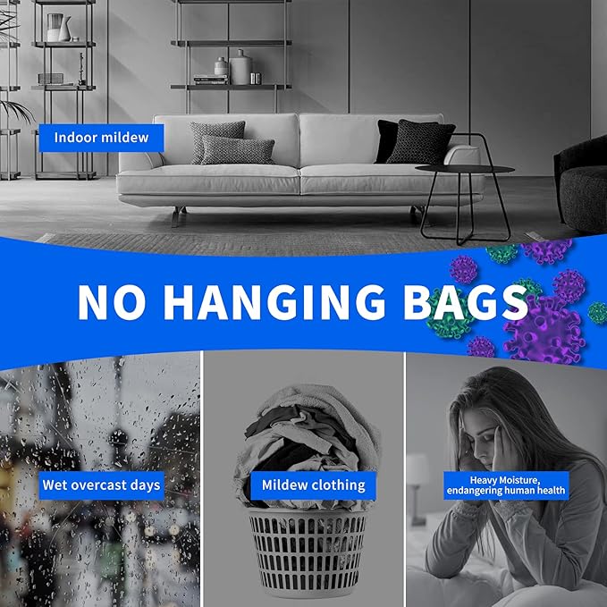 ZSZMFH 15 Pack Moisture Absorber Hanging Bags, Fragrance Free Humidity Packs, Hanging Closet Dehumidifier Bags, Moisture Absorber Packets-220g/pack.