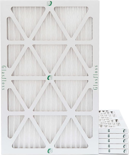 Glasfloss 16x24x1 MERV 10 (FPR 5-6) Pleated Air Filters Box of 6. Actual Size: 15-1/2 x 23-1/2 x 7/8