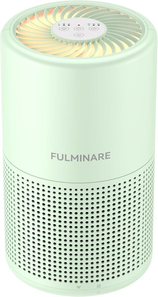 FULMINARE Air Purifiers for Bedroom H13 True HEPA Air Filter, Quiet Air Cleaner With Night Light, Portable Small Air Purifier for Home, Office, Living Room (Green)