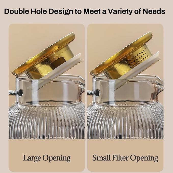 2 PACK Glass Pitcher with Lid, 68 oz/ 2 Liter Gray Classic Vertical Stripes Water Pitcher,Glass Water Carafe for Cold Brew, Coffee, Lemonade, Iced Tea,Beverage, Heat Resistant Water Glass Jug