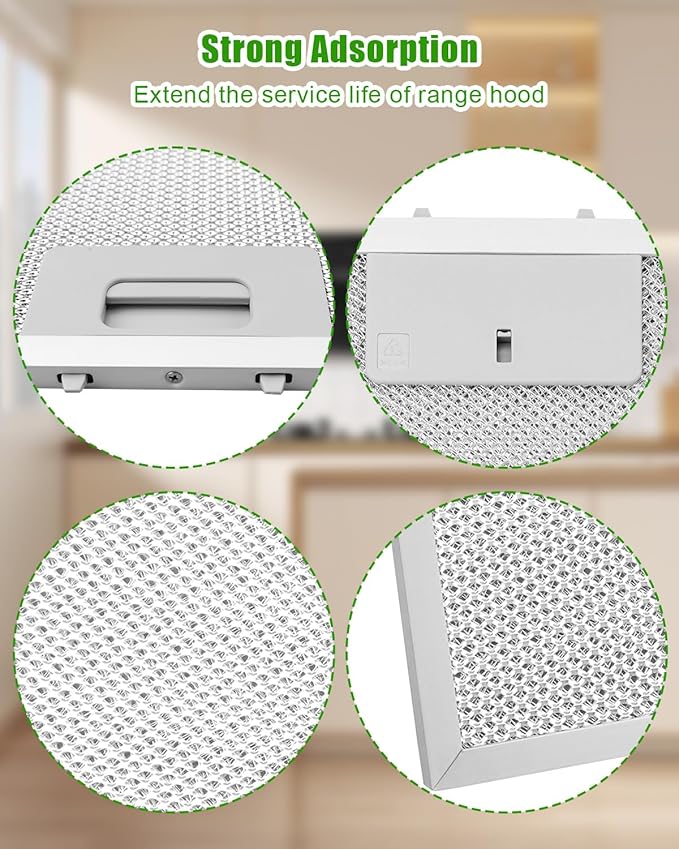 2 Pcs WB02X11012 Range Hood Grease Filter Compatible with GE Series JV565H1BB JV565H1CC JV565H1WW Range Hoods and Multiple Brands and Models, Washable Filter Replace 1084673 AH951994 EA951994 PS951994