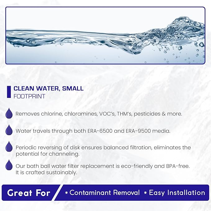 Crystal Quest Bath Ball Replacement Cartridge – Removes Chlorine, PFAS & Odors – Easy-to-Install Water Filter – Eco-Friendly, Durable & Skin-Safe – Built in the USA