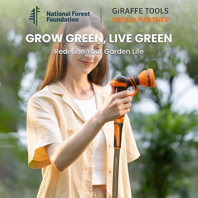 Giraffe Tools Garden Hose 25ft x 3/4", Heavy Duty Water Hose, Flexible, Hybrid Lightweight Hose with Swivel Handle, Male to Female Fittings, Burst 600 PSI