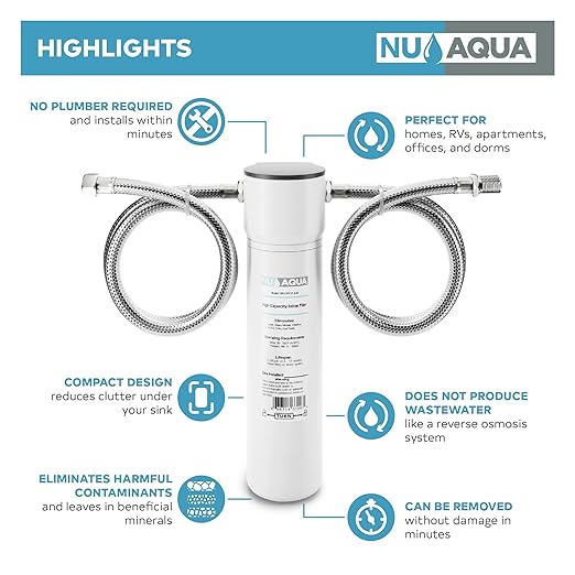 Nu Aqua Under Sink Water Filter System, High Capacity Fast Flow 3/8”, Reduces Lead, Chlorine, Bad Taste & Odor – Direct Connect Undersink Filteration System - 120-Day Trial