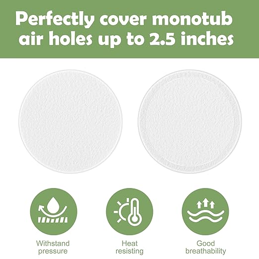 24 Pcs 2.5" Monotub Adhesive Filter Disks-3MM Thick Monotub Filter Discs-Monotub Filters for Mushroom Growing Supplies Filter Pad Replacements