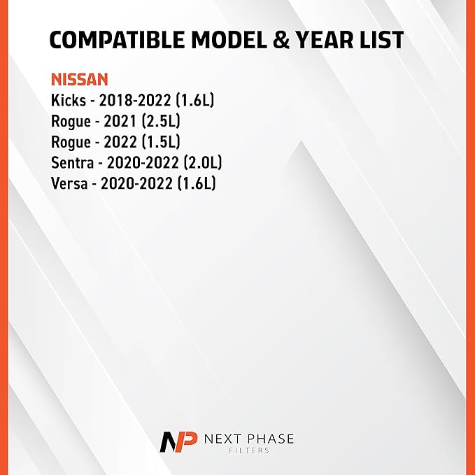 Cabin Air Filter Replacement - Pack of 1 - Made in USA - Compatible with Nissan Kicks 1.6L, Rogue 2.5L, 2020-2022 Sentra 2.0L, Replaces O.E. 278915RB0A, 278915RB0B - for Carbon Upgrade See NP10447