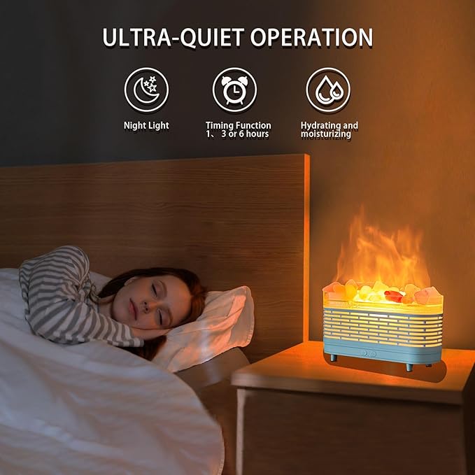 2-in-1 Himalayan Salt Lamp & Ultrasonic Essential Oil Diffuser, Aromatherapy Diffuser Cool Mist Humidifier, Original Salt Therapy Lamp, 100% Pure Himalayan Salt, Ambient Glow, 150ml