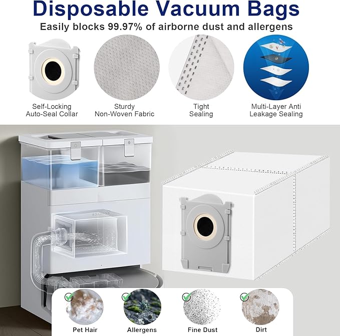 17 Pcs Accessories for ECOVACS DEEBOT X8 PRO OMNI Robot Vacuum Cleaner, Replacement Parts Main Brush, Side Brush, Washable Filter, Mopping Roller, Dust Bag