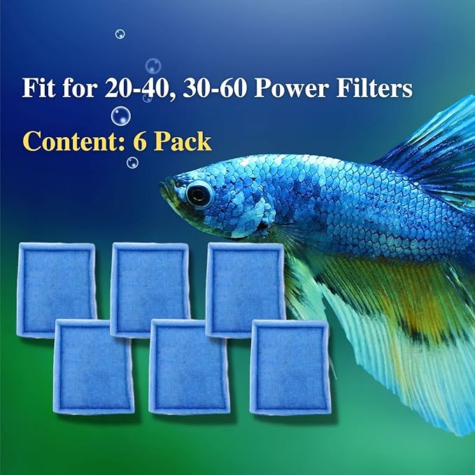 6 Pack Replacement Aquarium Filter Cartridge, Fit for Aqua-Tech 20-40/30-60 Gallon Power Filters, for Aqua-Tech EZ-Change #3 Fish Tank Filters