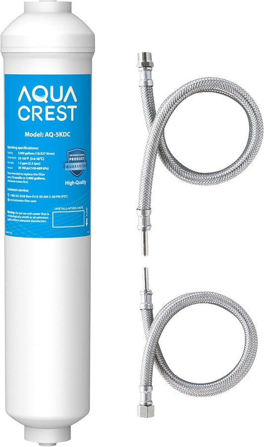 AQUA CREST 5KDC Under Sink Water Filtration System, Direct Connect Under Sink Water Filter, Reduces PFAS, PFOA/PFOS, Chlorine, NSF/ANSI Tested 5K Gallons Ultra High Capacity