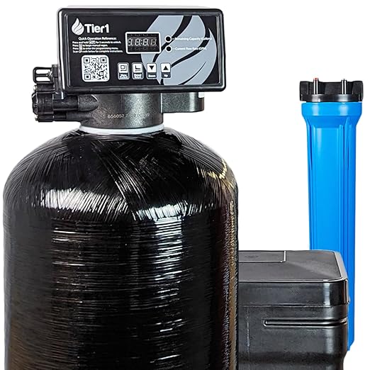 Tier1 Whole House Water Softener System 48,000 Grain High Efficiency with Sediment Pre-Filter | Pre-Filled Mineral Tank with 1.5 Cubic feet of Cation Resin | Home Water Filtration System
