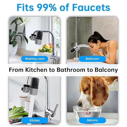 Advanced Sink Faucet Filter, 360 ° Rotary Faucet Water Purifier, NSF Certified Level 5 Filtration, Compatible with 99% of Faucets(Black-T6-CTO)