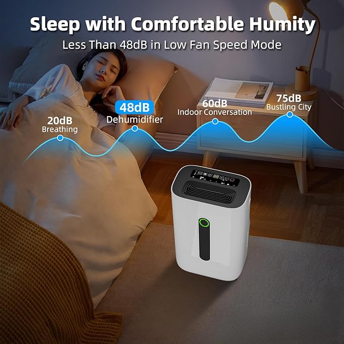 5000 sq.ft dehumidifier for basements with drain Hose, 80 pint dehumidifiers for home with 1.7 Gallons large Water Tank and 4 Modes Operation Auto Shut-off,24H Timer,Child Lock,Defrost,Silent