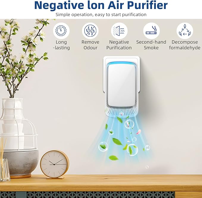 8Pack Air Purifier Plug In,Filterless Mobile Air Ionizer,Quiet Operation Air Freshener for Home,Office,Kitchen,Negative Air Ionizer for Home Use,Portable Mini Air Cleaner for Smoke Dust,Pets,Odor