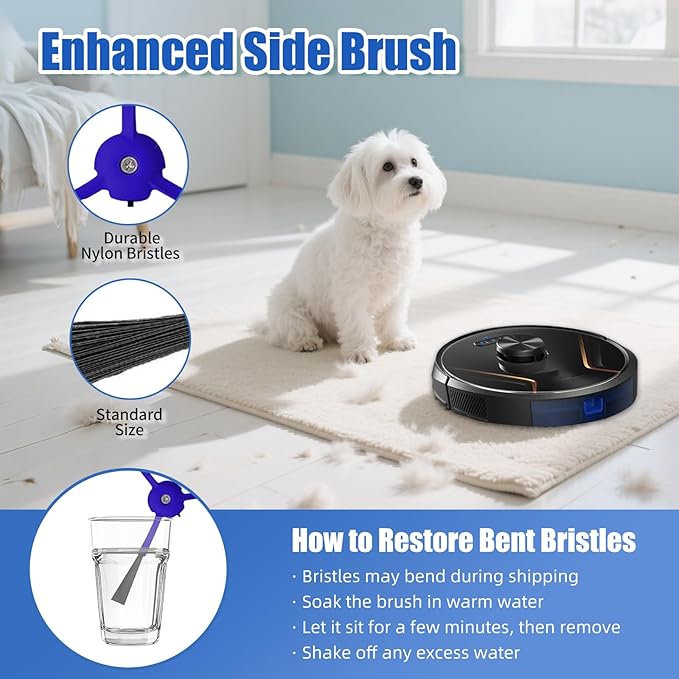 20Pcs X8 Replacement Parts for Eufy RoboVac X8/X8 Hybrid – 2 Roller Brushes, 8 Side Brushes, 6 HEPA Filters, 2 Mop pads, 1 Cleaning Brush & 1 Screwdriver – Not for X8 Pro