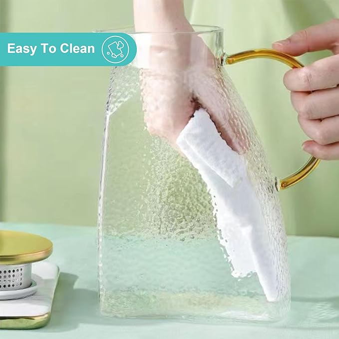 Glass Water Pitcher with Lid, High Borosilicate Heat Cold Resistant Carafe, 1.8L/63oz Capacity, Leakproof Fridge Door Carafe, Ice Tea Jug, Lemonade Pitcher For Fridge