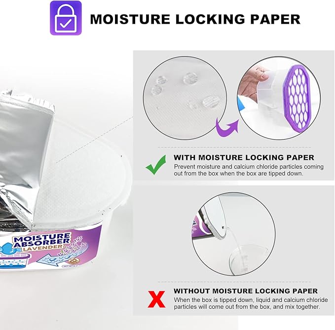 NATRUTH Moisture Absorbers with Lavender Scent,9-Pack Portable Closet Dehumidifier, Odor Eliminator Absorber Bucket, Unscented Humidity Absorber,Cleaner Air Dehumidifier for Closet,Bathrooms