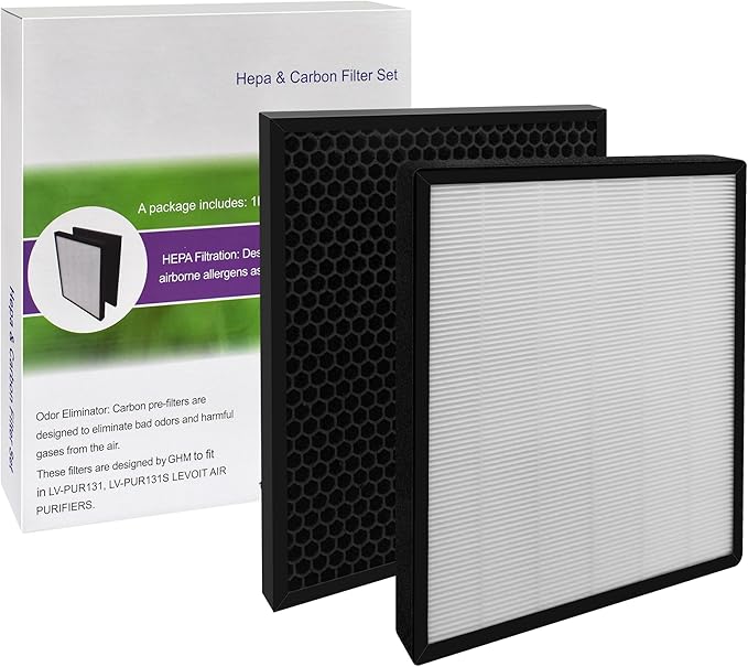 GHM Compatible LEVOIT LV-PUR-131 Air Purifier True HEPA & Activated Carbon Filters Set Compatible with LEVOIT LV-PUR-131 Air Purifier