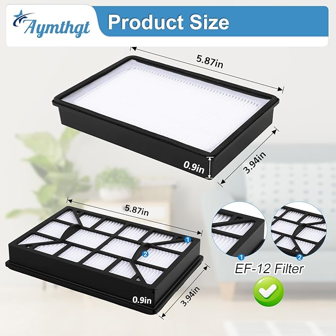 2 Pack EF-12 52731 HEPA Filter Compatible With Kenmore 62731, 52731, 81615, 81614, BC4026 Canister Vacuum Cleaner, Compare To Part# 591021101