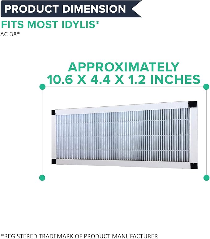 Think Crucial Replacement Air Purifier Filter – Compatible with Idylis Part # 560885 Filter – Fits Idylis F, AC-38 Models – Bulk (1 Pack)