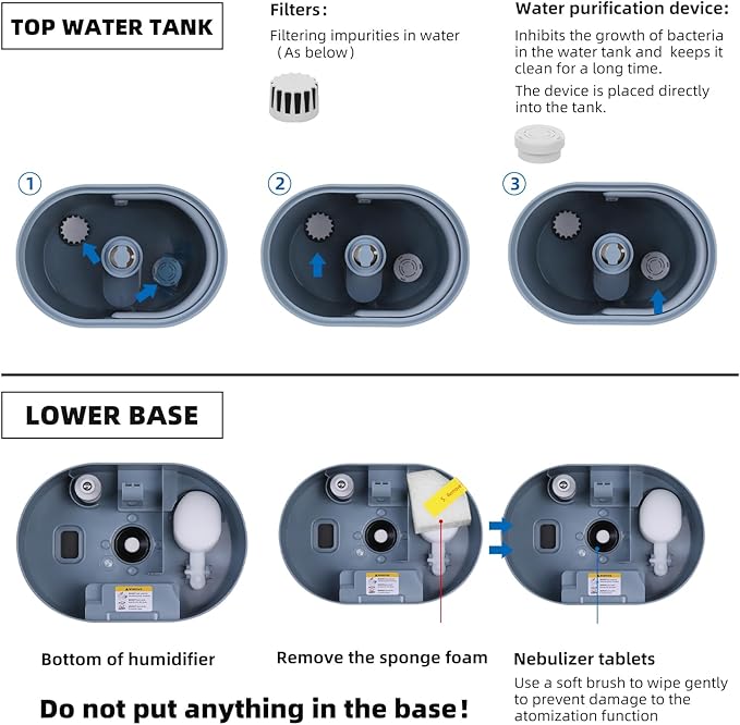 6L Humidifiers for Bedroom Large Room Home, Cool and Warm Humidifiers for Baby and Plants Mist Top Fill Desk Humidifiers Essential Oil Diffuser, Quiet with Adjustable Mist,360°Nozzle-Blue