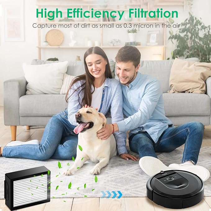 12 Pack Filter Replacements for i Robot Roomba E I & J Series E5 E6 i1 i1+ i3 i3+ i4 i4+ i5 i5+ i6 i6+ i7 i7+ i8 i8+ NOT for J9, High Efficiency Filter for iRobot Roomba Replacement Parts