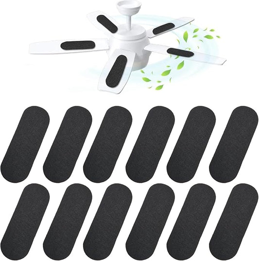 12 Pcs Ceiling Fan Filters for Blades, Activated Coconut Carbon Ceiling Fan Blade Filters, Universal Easy-Stick Air Purifier Pads Captures Dust, Pollen, Pet Dander for Home, Office, Bedrooms