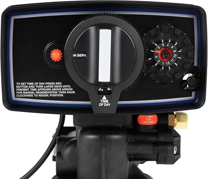 Water Softener Control Head Timer Water Softener Control Valve 110V 3W Backwash Head 12 Day Timer Valve Replacement Softener Valve For Filter Resin Tanks, Black