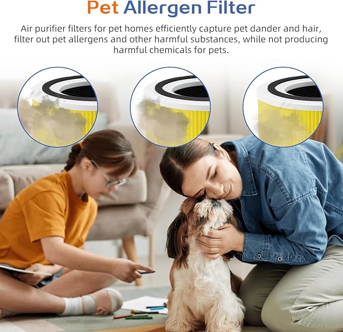 Core 300 Pet Care Replacement Filter for LEVOIT Core 300/Core 300-P/Core 300S Air Purifier,3-in-1 H13 Grade True HEPA with Activated Carbon Filter, Compare to Part No. Core 300-RF,2 Pack,Yellow