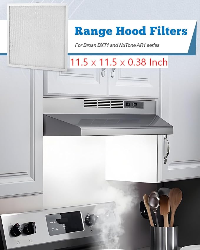 2 Pack S99010467 99010467 Range Grease Hood Filter Replacement for Broan Nutone, 11.5 x 11.5 x 0.38 Inch, Aluminum