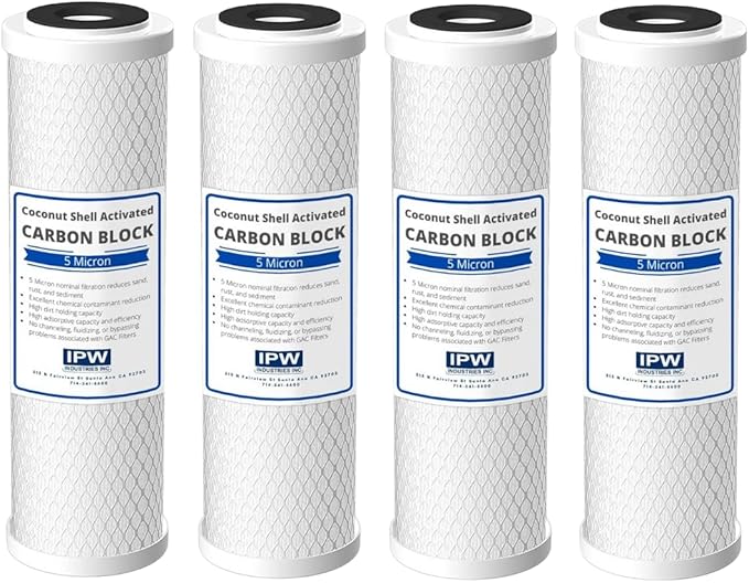 IPW Industries Inc Set of 4 Compatible for Water Filter GE GXWH04F, GXWH20F, GXWH20S & GXRM10 Multi-Pack, Carbon Block Replacement Cartridge