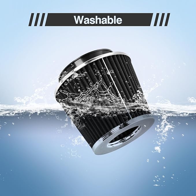 Universal Clamp On Air Intake Filter fits 3 In /3.5 In /4 In Three Different Size, Cone Air Intake Filter（Black）