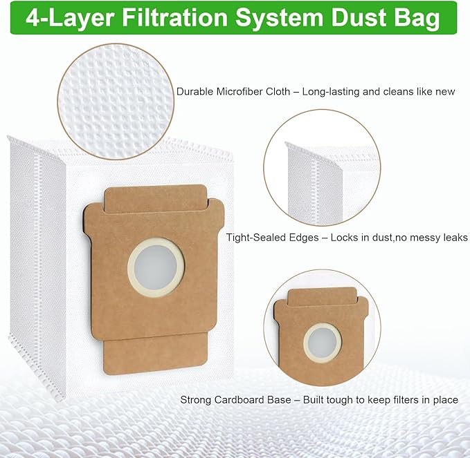 24 Pcs Replacement Parts for iRobot Plus 504 Vac, for iRobot Max 705 Vac Robot Vacuum Accessories Kit, 2 Set Rubber Brush, 6 Side Brush, 6 HEPA Filters, 8 Dust Bags