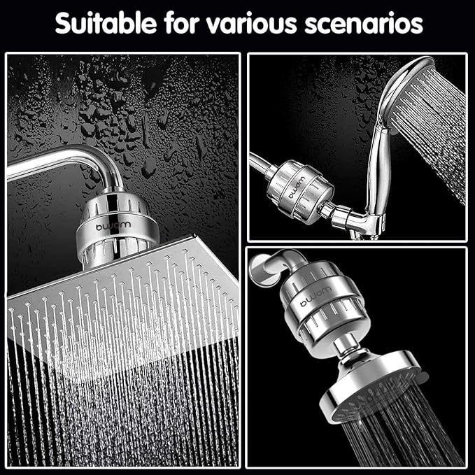 15 Stage Shower Filter Cartridge,High output Universal replacement filter cartridge, Remove Chlorine Heavy Metals and Other Sediments, VitaminC Water Softener Reduces Dry Itchy Skin Dandruff BWDM(4X)