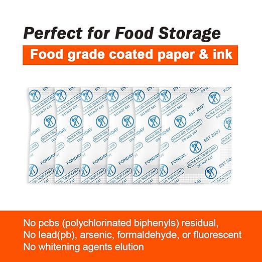1 Gram 2000 Packets Fonday Food Grade Silica Gel Desiccants Packs Moisture Absorbers Dehumidifier