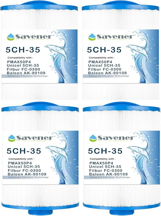 Replacement Filter for PMAX50P4, Unicel 5CH-35,Filbur FC-0300, Baleen AK-90109, Excel Filters XLS-526, 50353, Pure N Clean PC-0300, SD-00780, SD-00650 Filter Cartridge 4 Pack