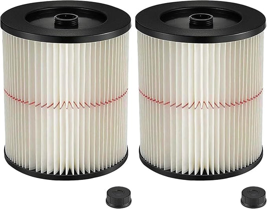 2 Pack 17816 9-17816 Red Stripe Vacuum Cartridge Filter Compatible Wet/Dry Vacuum Models 5, 6, 8, 12, and 16 32 Gal. Vacuums produced since 1988 8.5 Inches- White/Red