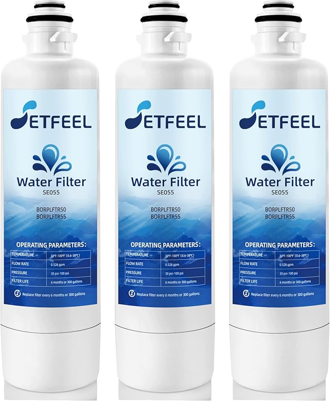 11032531 Refrigerator Water Filter Replacement For Bosch Ultra-Clarity Pro BORPLFTR50 BORPLFTR55 12033030, Fit Thermador B36CD50SNS B36CT80SNS Ra450022, Replfltr55, 3 Pack