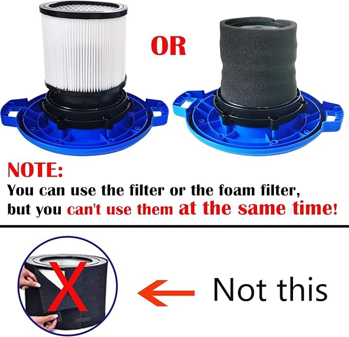 12 PCS Cartridge Filter 90304 Compatible with Shop Vac 90350 90333 5 Gallon and above，with 90585 Foam Filter, 90107 Filter，10-14 Gallon Vacuum Bags,Retaining Bands