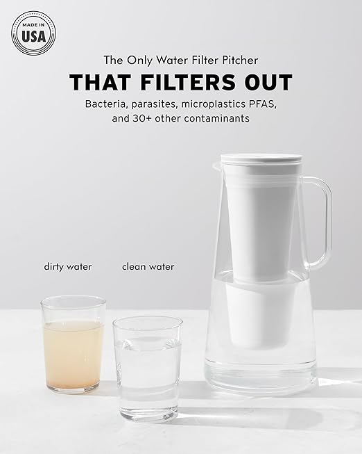 LifeStraw Home – Water Filter Pitcher, 10-Cup, Obsidian, BPA Free Designed for Everyday Protection Against Bacteria, parasites, microplastics, Lead, Mercury, PFAS and a Variety of Chemicals