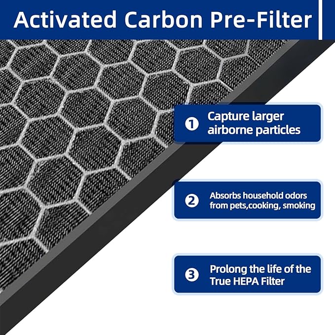 5510 5520 Air Filters Replacement Q 1712-0123-00 Compatible with Winix 5510 5520 Air Purifier, 2 Pack Pleated Filters +2 Pack Activated Carbon Filter + 1 Pack Cleaning Brush