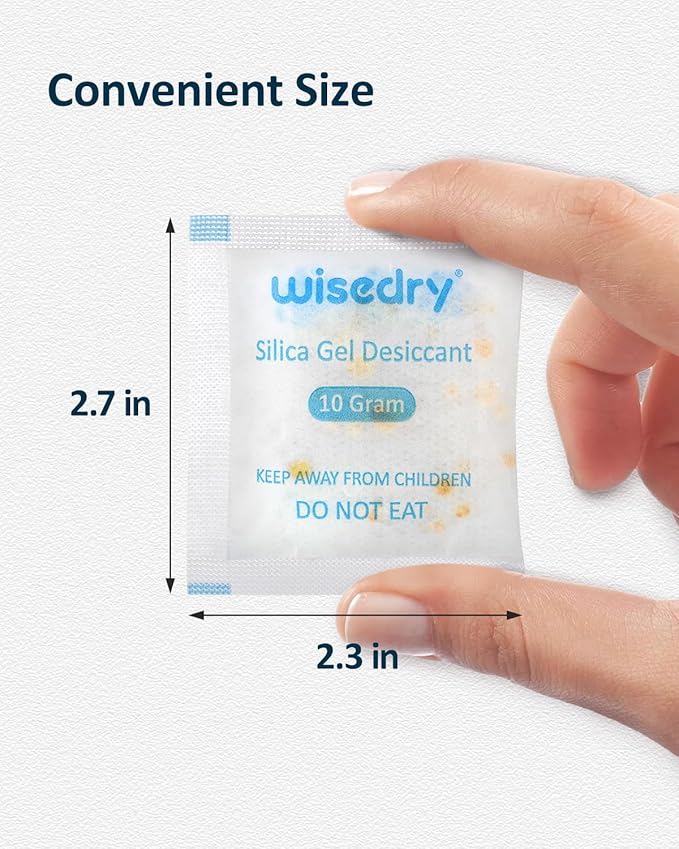 wisedry 10 Gram [30 Packs] Silica Gel Desiccant Packets Reusable for Moisture with Color Indicating Rechargeable Small Dessicant Packs Food Grade