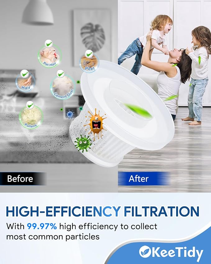 Replacement Filter Compatible with Horsepower Duck Compact Cordless Vacuum Cleaner AS Seen On TV, Vacuum Cleaner Filter Replacement Parts, 4+1 Pack