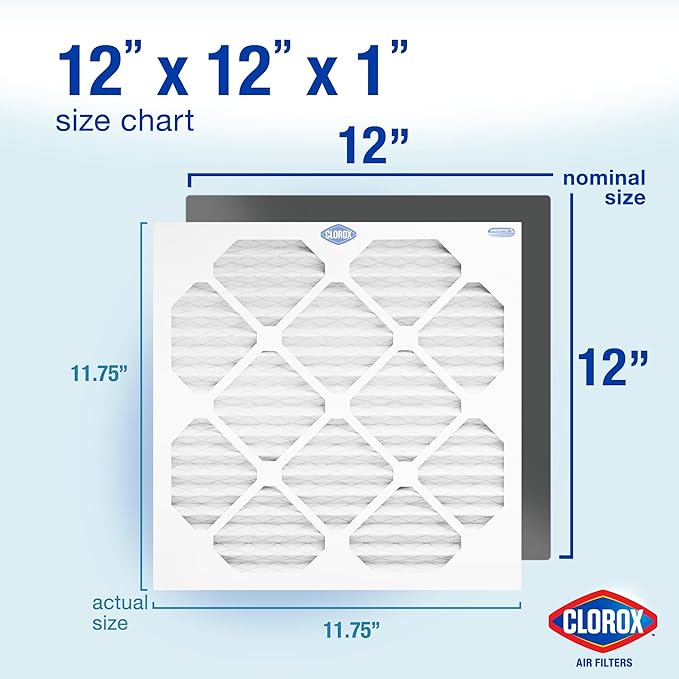 Clorox 12x12x1 Air Filter, MERV 13 Pleated HVAC AC Furnace Air Filters, MPR 1500 & FPR 10 – Pack of 4