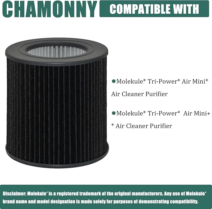 Air Mini PECO-HEPA Tri-Power Filter Replacement, Compatible with Molekule PECO-HEPA Tri-Power Air Mini and Air Mini+ Air Purifier, 2 Pack
