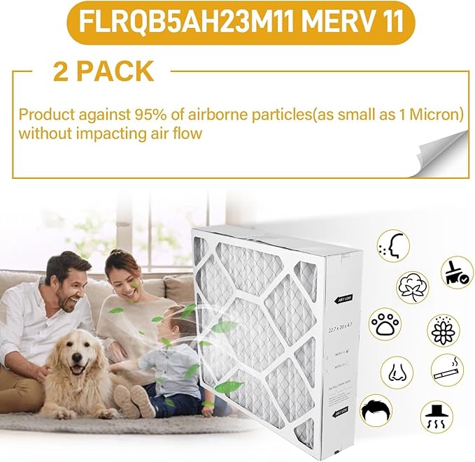 FLRQB5AH23M11 Expandable Media Filter MERV 11 23"x20"x5" Compatible with Trane FLRQB5AH23M11 Whole Home Return Air Grille Filter, Actual Size 22.7"x20"x4.70", up to 6 Month Filter Life(2-Pack)